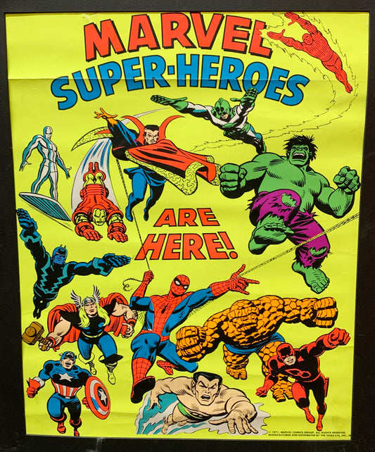 BLACKLIGHT POSTER THIRD EYE 1971 MARVEL SUPER HEROES ARE HERE! PROMO
